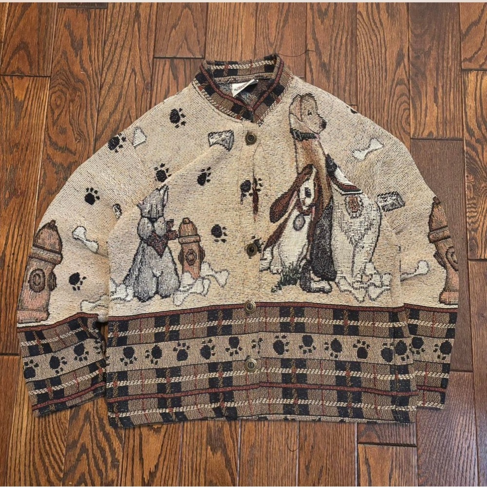 Vintage Sugar Street tapestry dog button up jacket